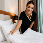 20250905 0125 woman making bed remix 01k4bm2wjaemvrdvxqwf8852sq